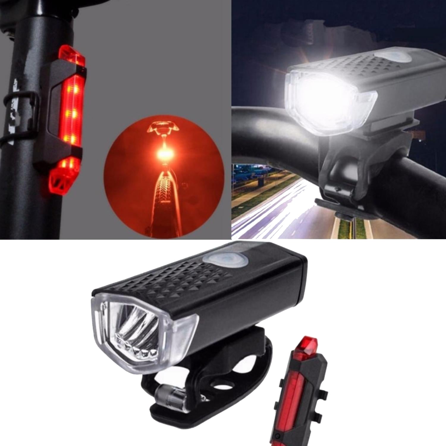 KIT LUCES LED DELANTERA TRASERA BICICLETA RECARGABLE - 5