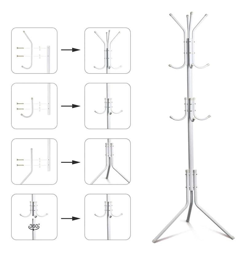 COLGADOR PERCHERO METALICO TRIPODE BLANCO 165 CM X 42 CM - 4