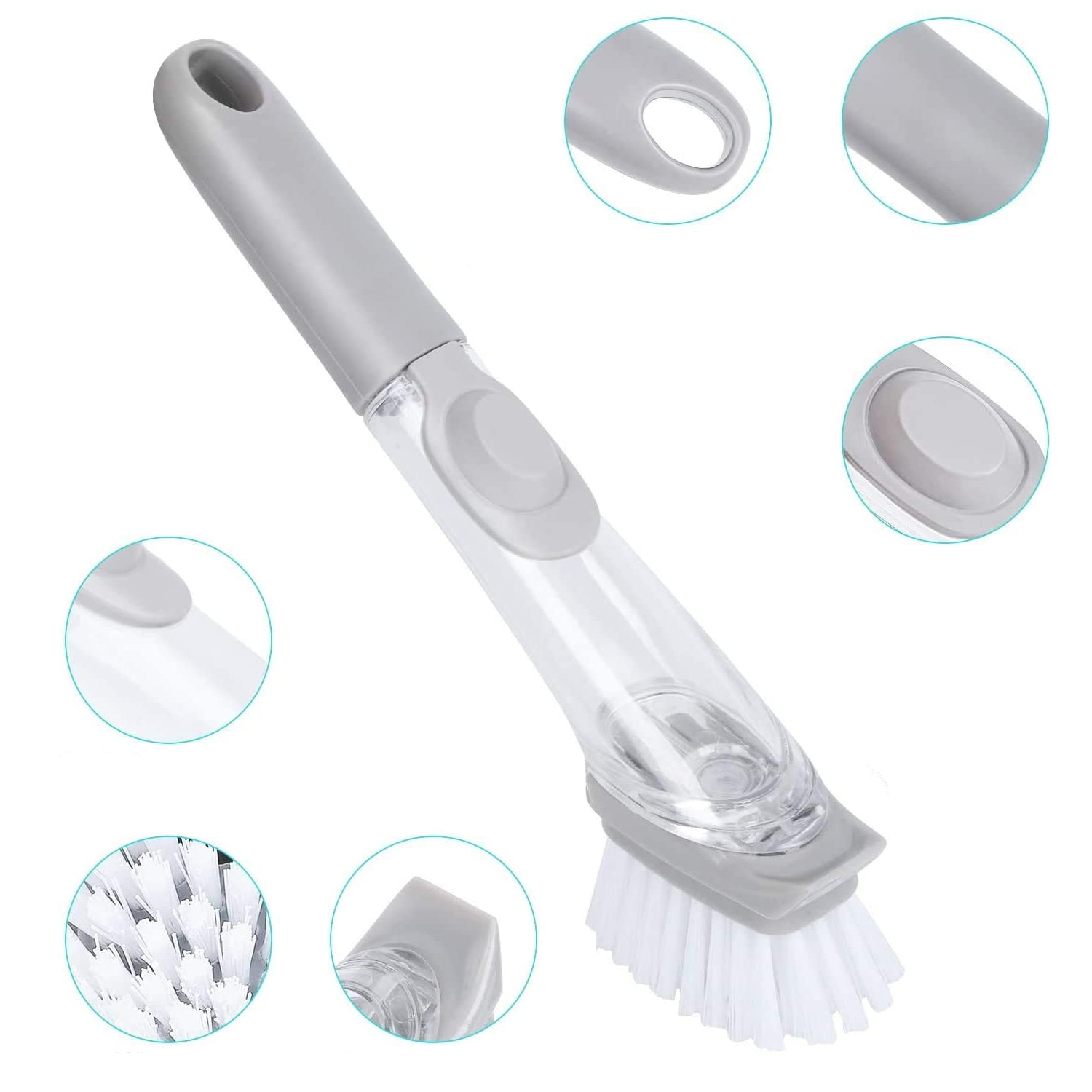 CEPILLO DISPENSADOR JABÓN PARA OLLAS LAVALOZA GRIS - 2