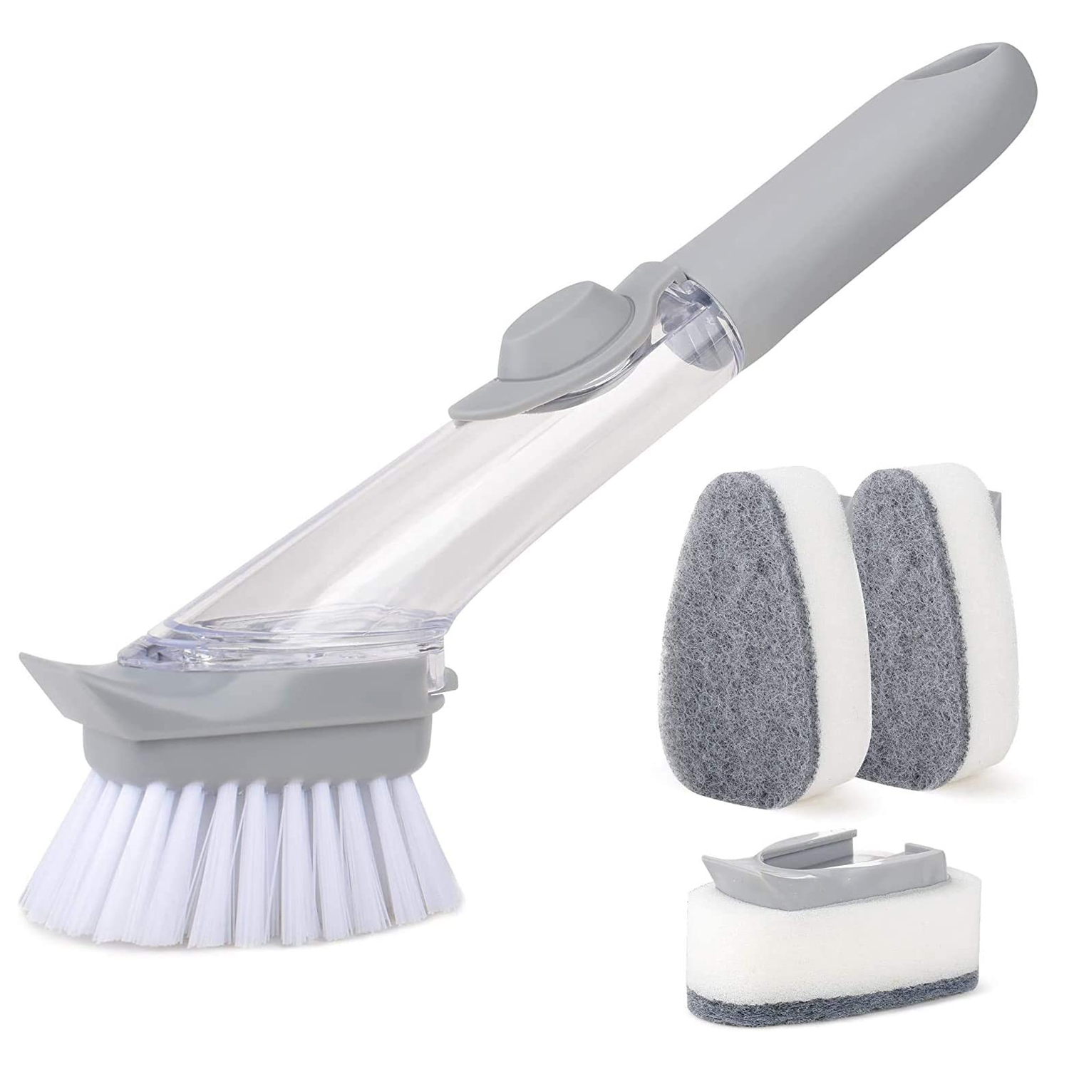 CEPILLO DISPENSADOR JABÓN PARA OLLAS LAVALOZA GRIS - 3
