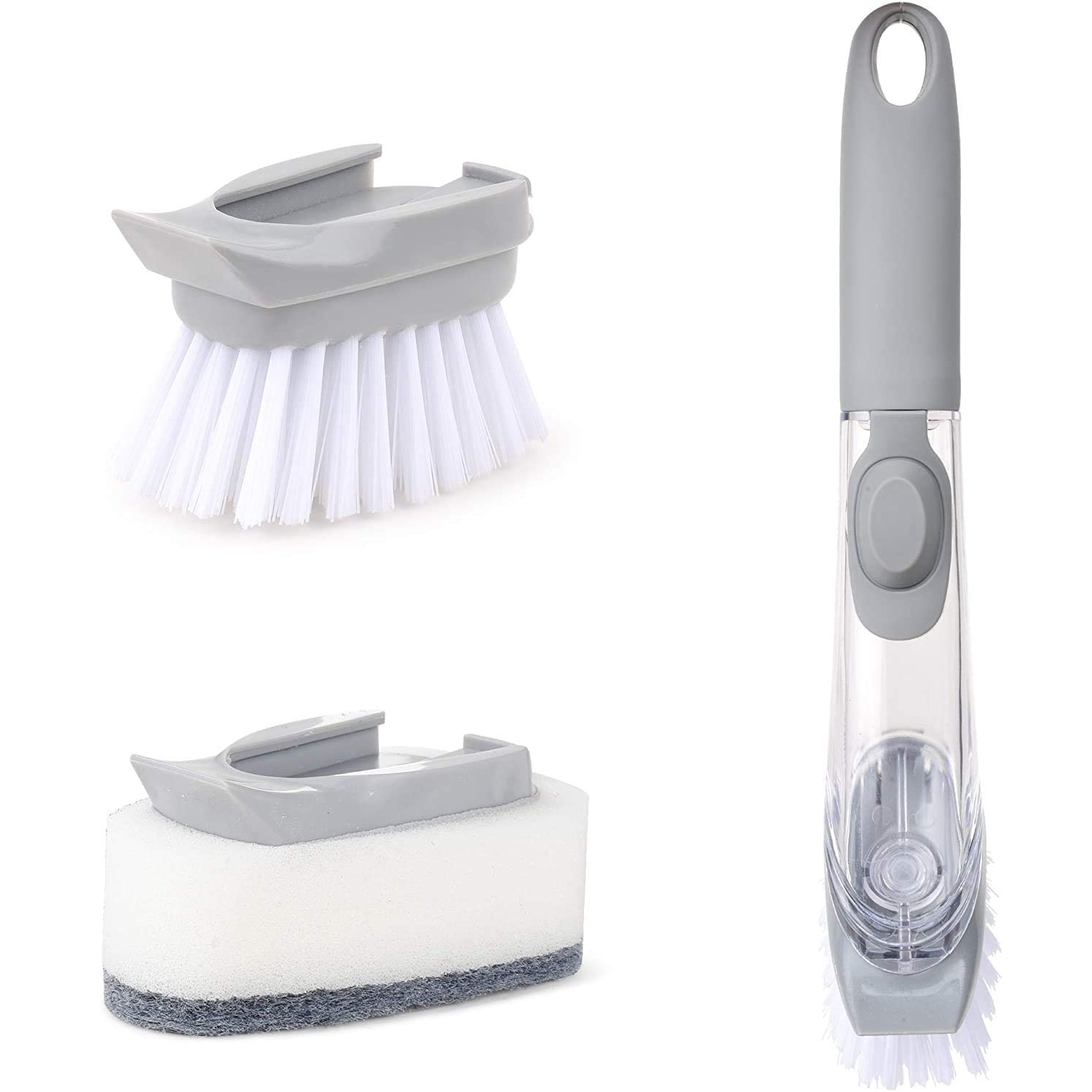CEPILLO DISPENSADOR JABÓN PARA OLLAS LAVALOZA GRIS - 4