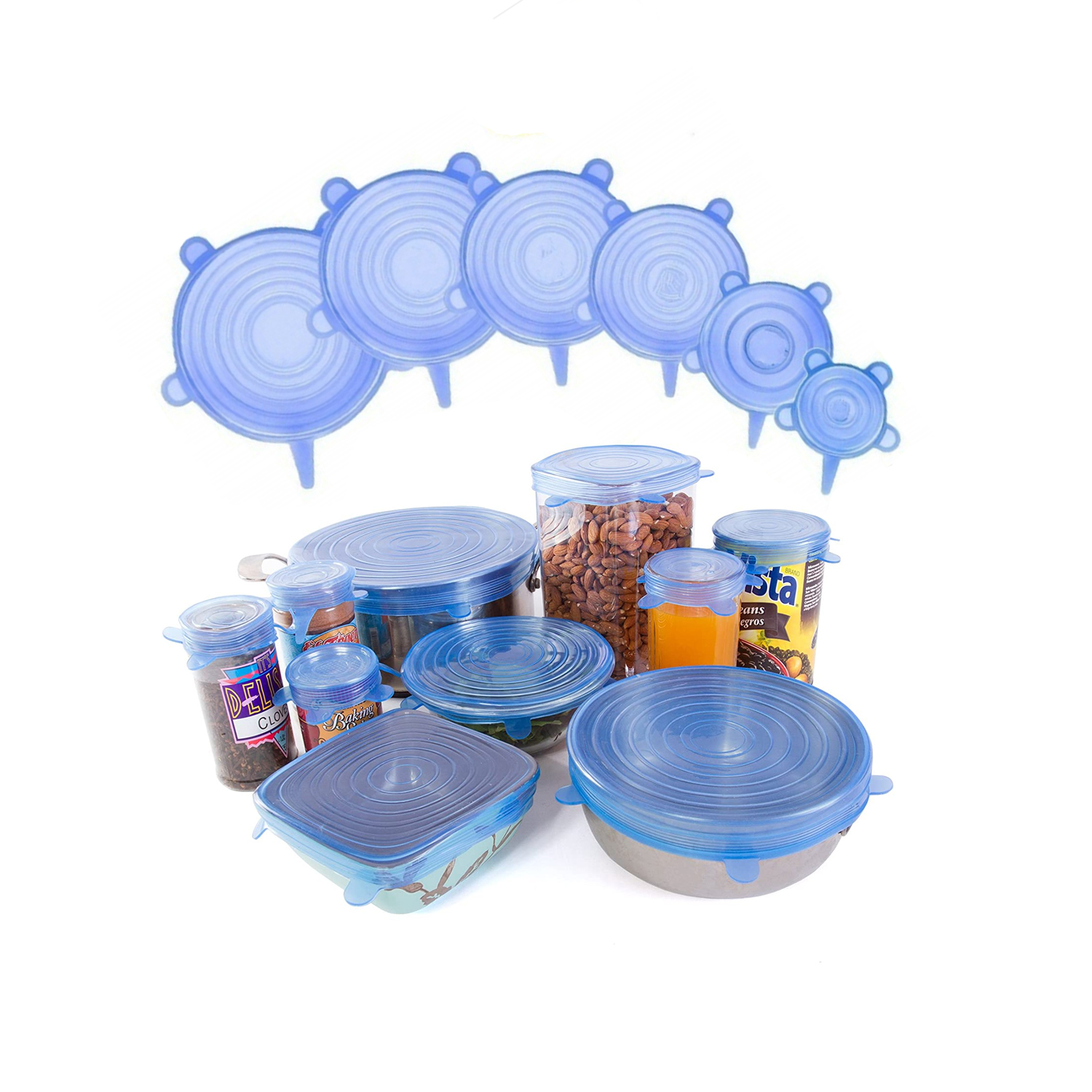 PACK 6 TAPAS SILICONA MENAJE COCINA - 1