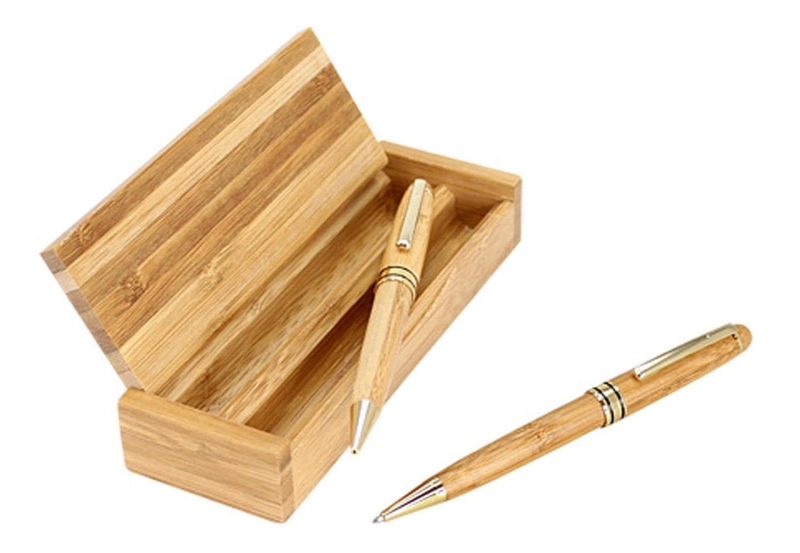SET 2 BOLIGRAFO LAPIZ ESTUCHE BAMBU DELUXE - 3