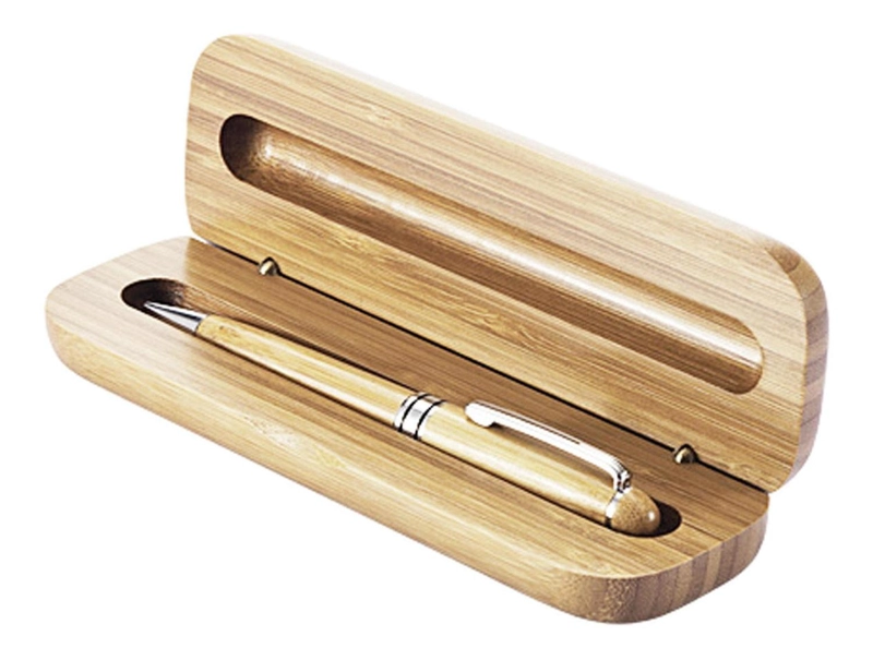 SET BOLIGRAFO LAPIZ ESTUCHE BAMBU DELUXE - 1