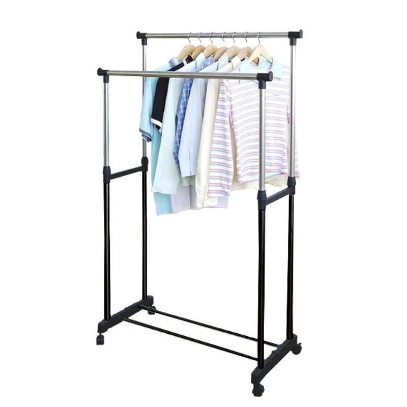 PERCHERO IMPORTCLICK HOG.48 PLATA DOBLE ORGANIZADOR COLGADOR CON RUEDAS - 1