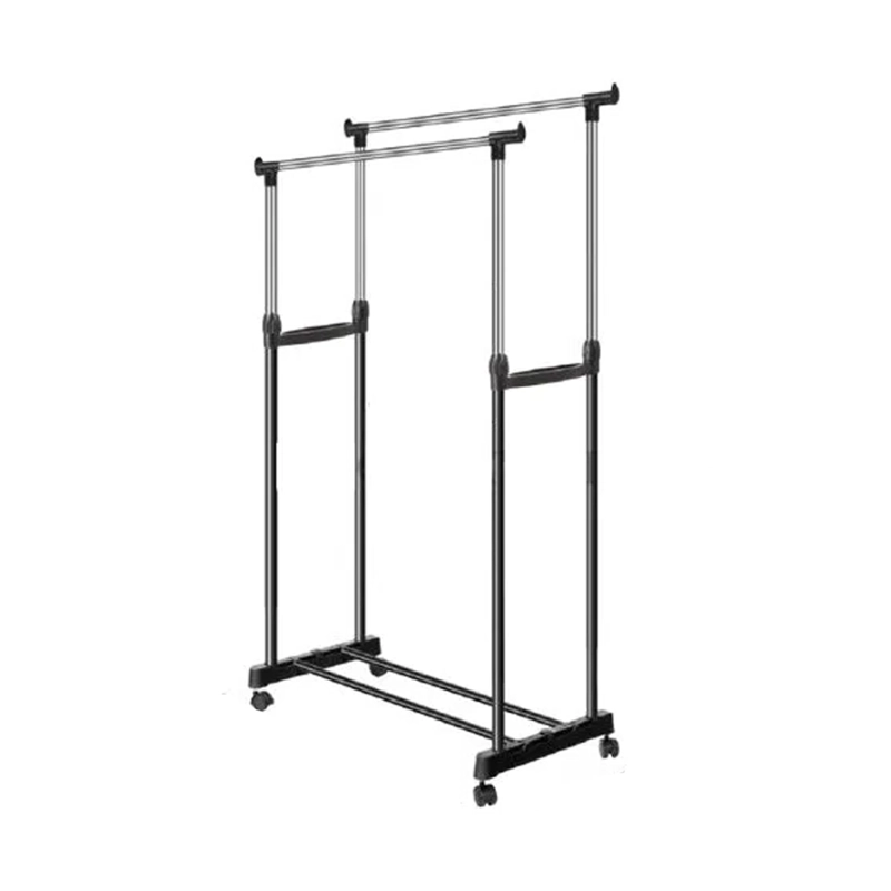PERCHERO IMPORTCLICK HOG.48 PLATA DOBLE ORGANIZADOR COLGADOR CON RUEDAS - 3