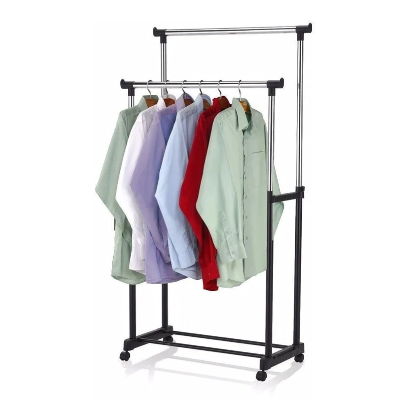 PERCHERO IMPORTCLICK HOG.48 PLATA DOBLE ORGANIZADOR COLGADOR CON RUEDAS - 5