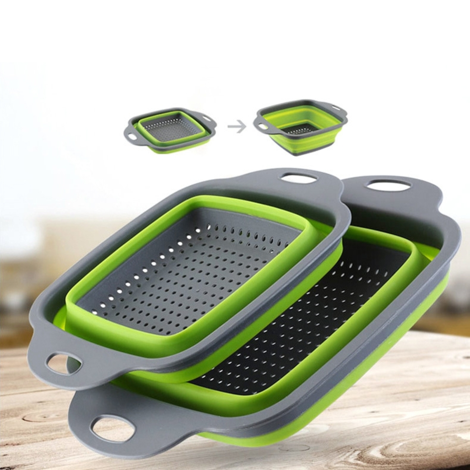 PACK 2 COLADORES ESCURRIDOR RECTANGULAR COCINA VERDE - 3