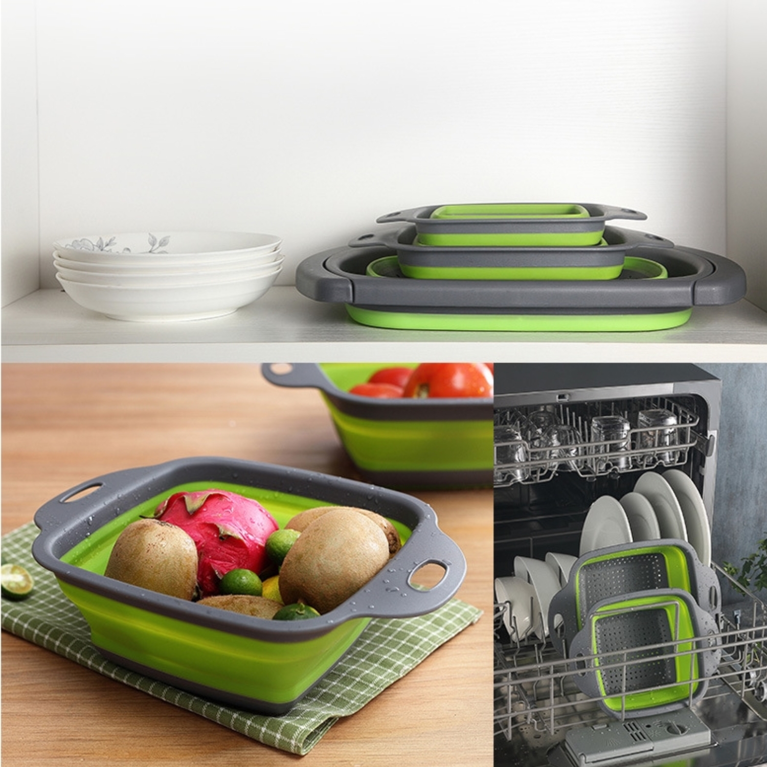 PACK 2 COLADORES ESCURRIDOR RECTANGULAR COCINA VERDE - 4