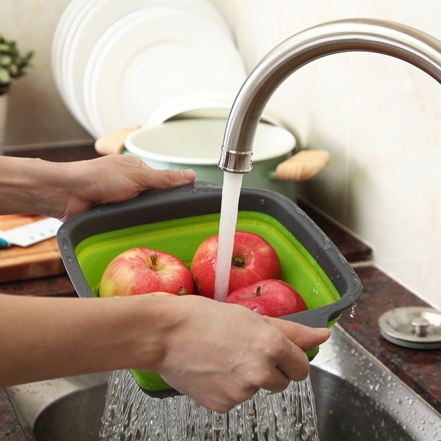 PACK 2 COLADORES ESCURRIDOR RECTANGULAR COCINA VERDE - 5