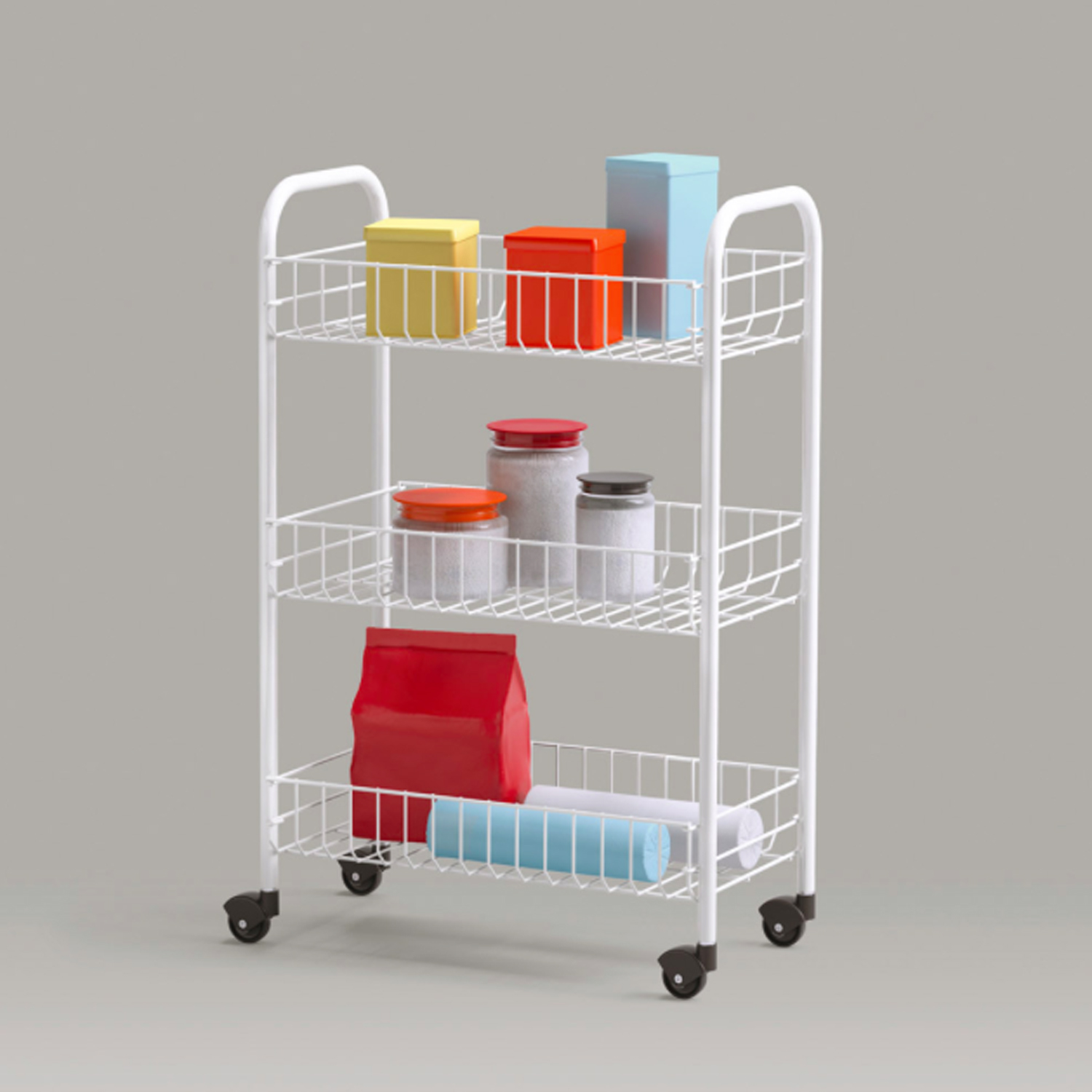 ORGANIZADOR COCINA METAL BLANCO RUEDAS 61 X 27 CM - 3