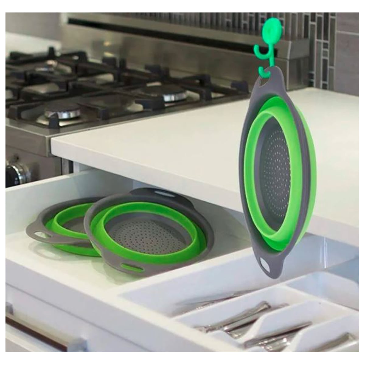 PACK 2 COLADORES ESCURRIDOR COCINA VERDE - 5