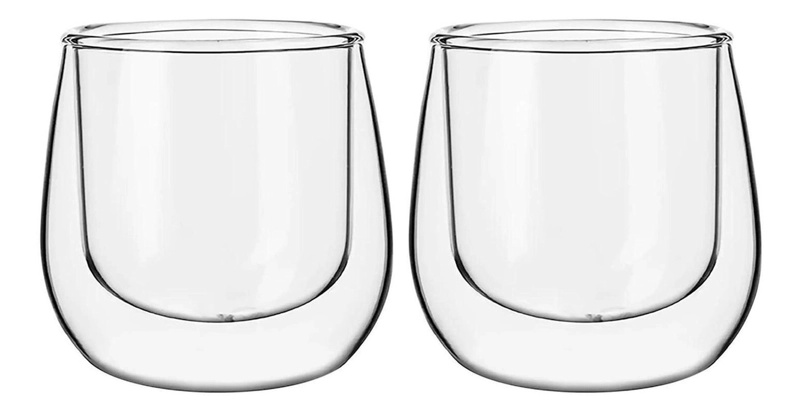 SET 2 MUG GLASSO VASOS DOBLE PARED VIDRIO 90 ML - 1