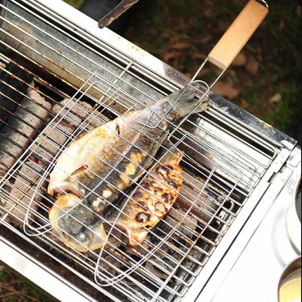 PARRILLA IMPORTCLICK ASADO REJILLA METAL MANGO MADERA 40X22 CM - 2
