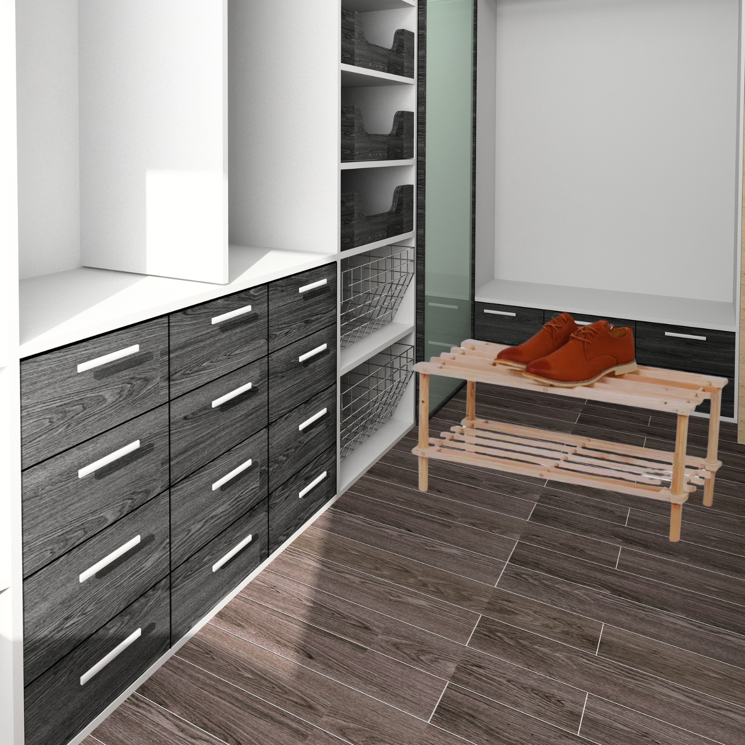 ZAPATERO IMPORTCLICK HOG.49 ORGANIZADOR 2 NIVELES 29.5X63X26 CM CAFÉ MADERA - 5