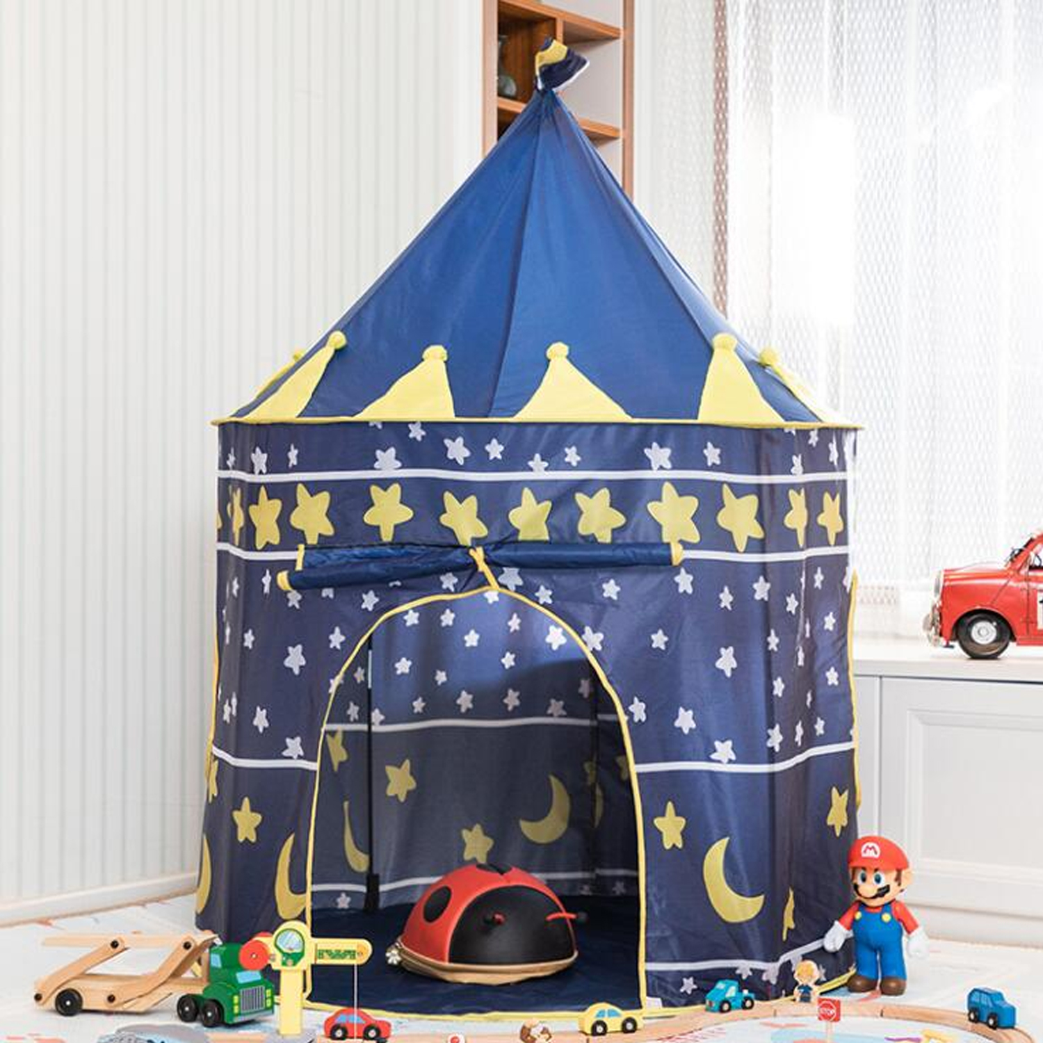CARPA CASTILLO INFANTIL HOGAR 150X135 CM AZUL - 6