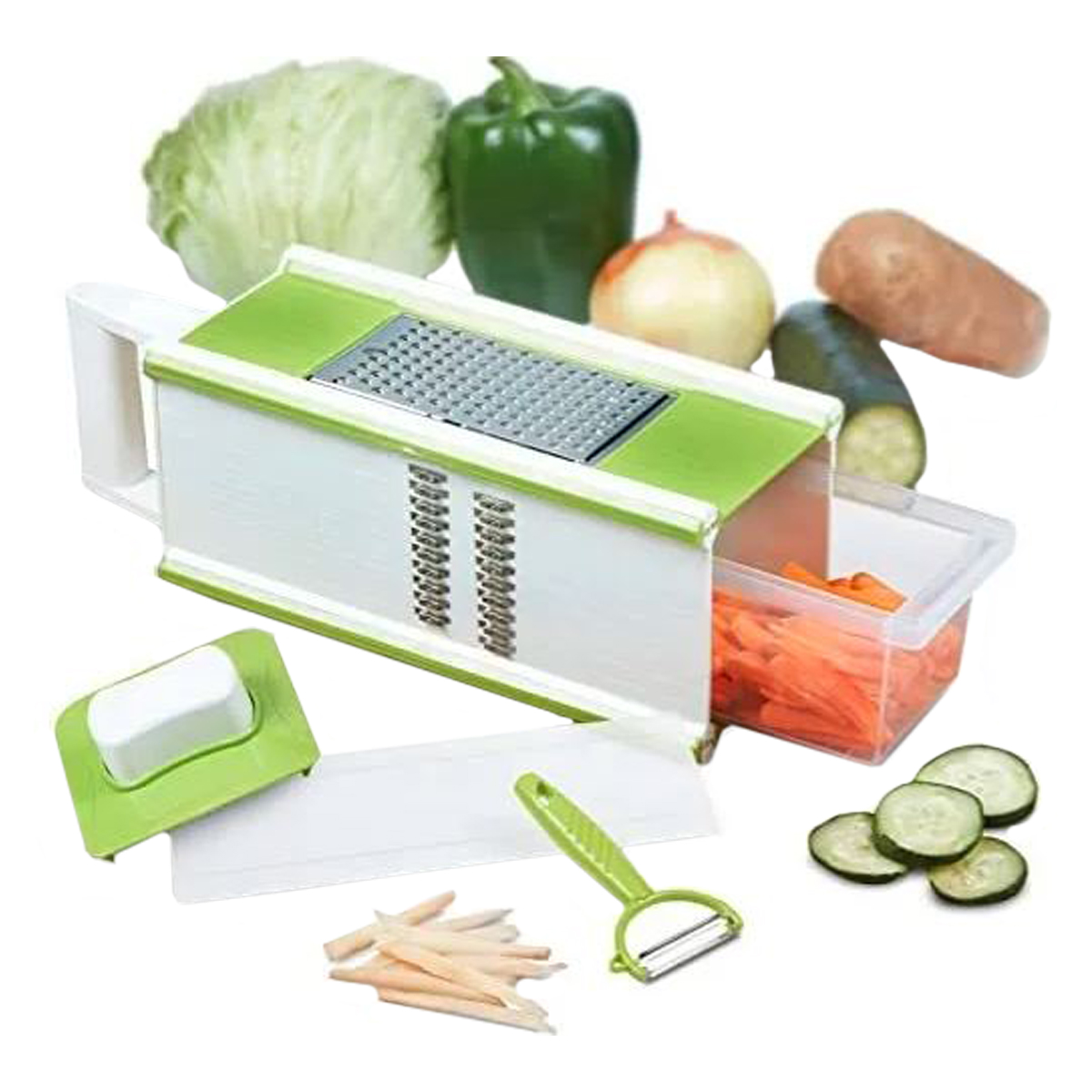 RALLADOR VERDURAS COCINA MULTIFUNCIONAL 5 EN 1 VERDE - 3