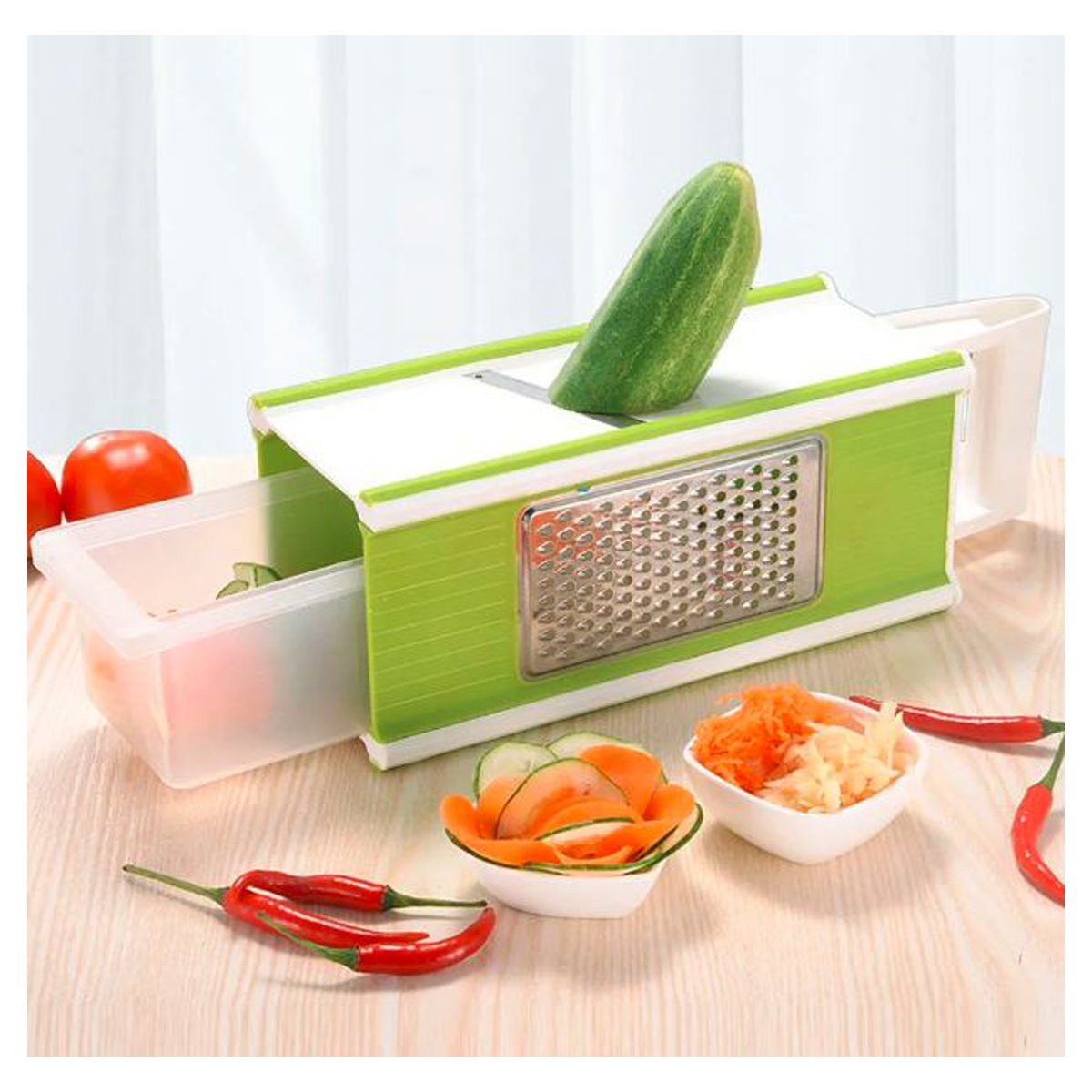 RALLADOR VERDURAS COCINA MULTIFUNCIONAL 5 EN 1 VERDE - 5