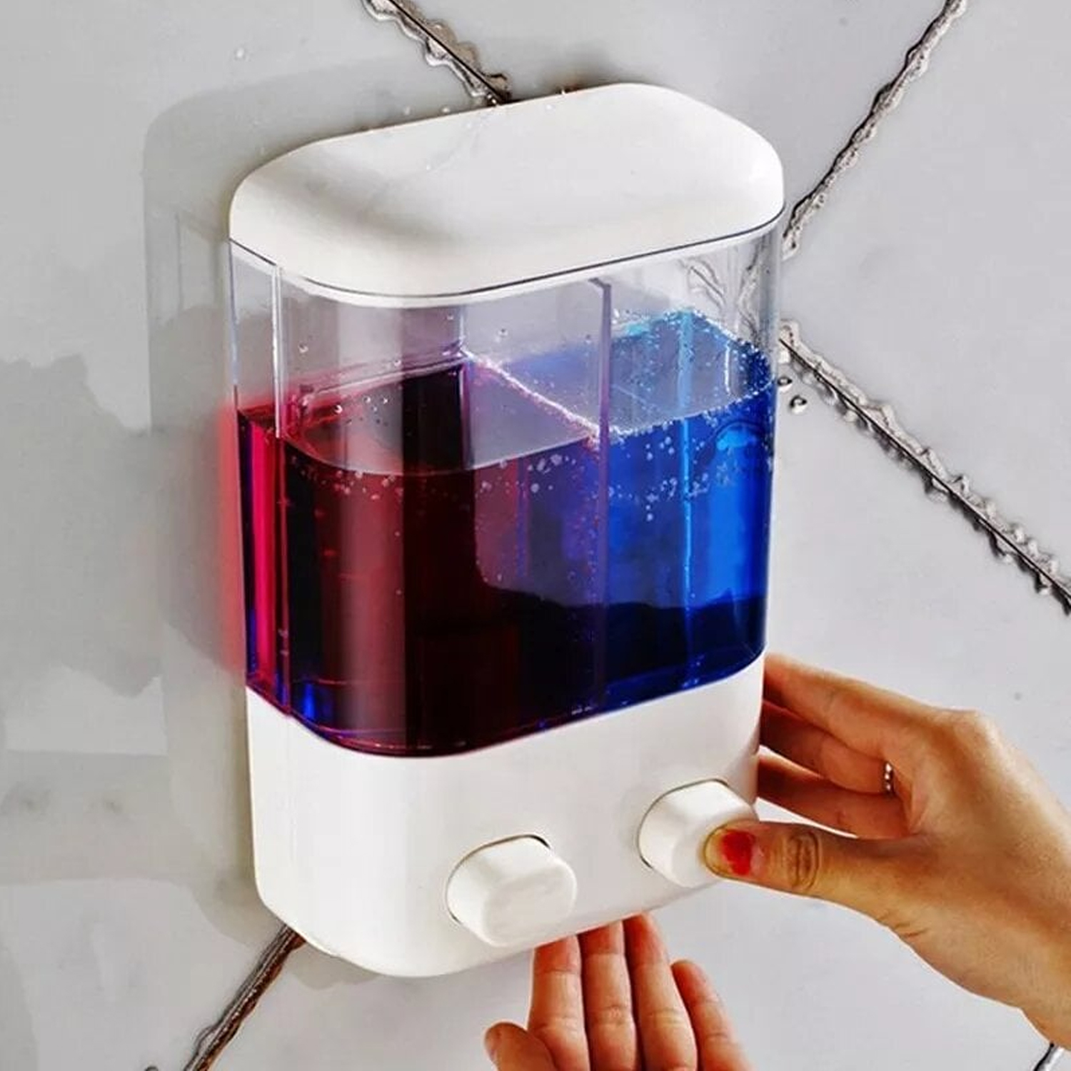 DISPENSADOR JABÓN BAÑO DOBLE BLANCO - 3