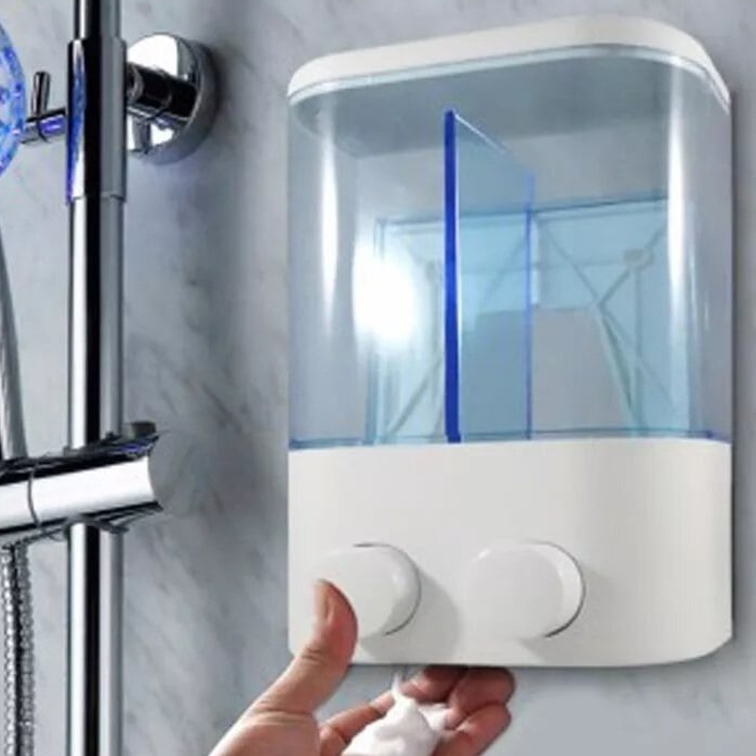 DISPENSADOR JABÓN BAÑO DOBLE BLANCO - 4