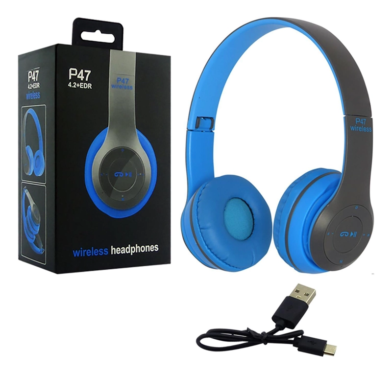 AUDÍFONOS IMPORTCLICK TEC.36 RECARGABLE FM TF BLUETOOTH CELESTE MICRÓFONO - 4