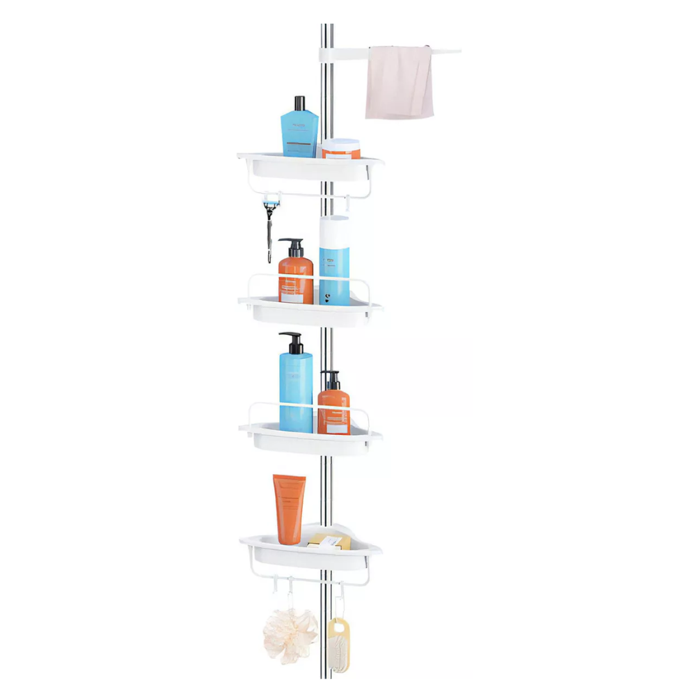 ESQUINERO IMPORTCLICK HOG.128 BLANCO ORGANIZADOR BAÑO DUCHA MULTIUSO 4 REPISAS AJUSTABLE - 3