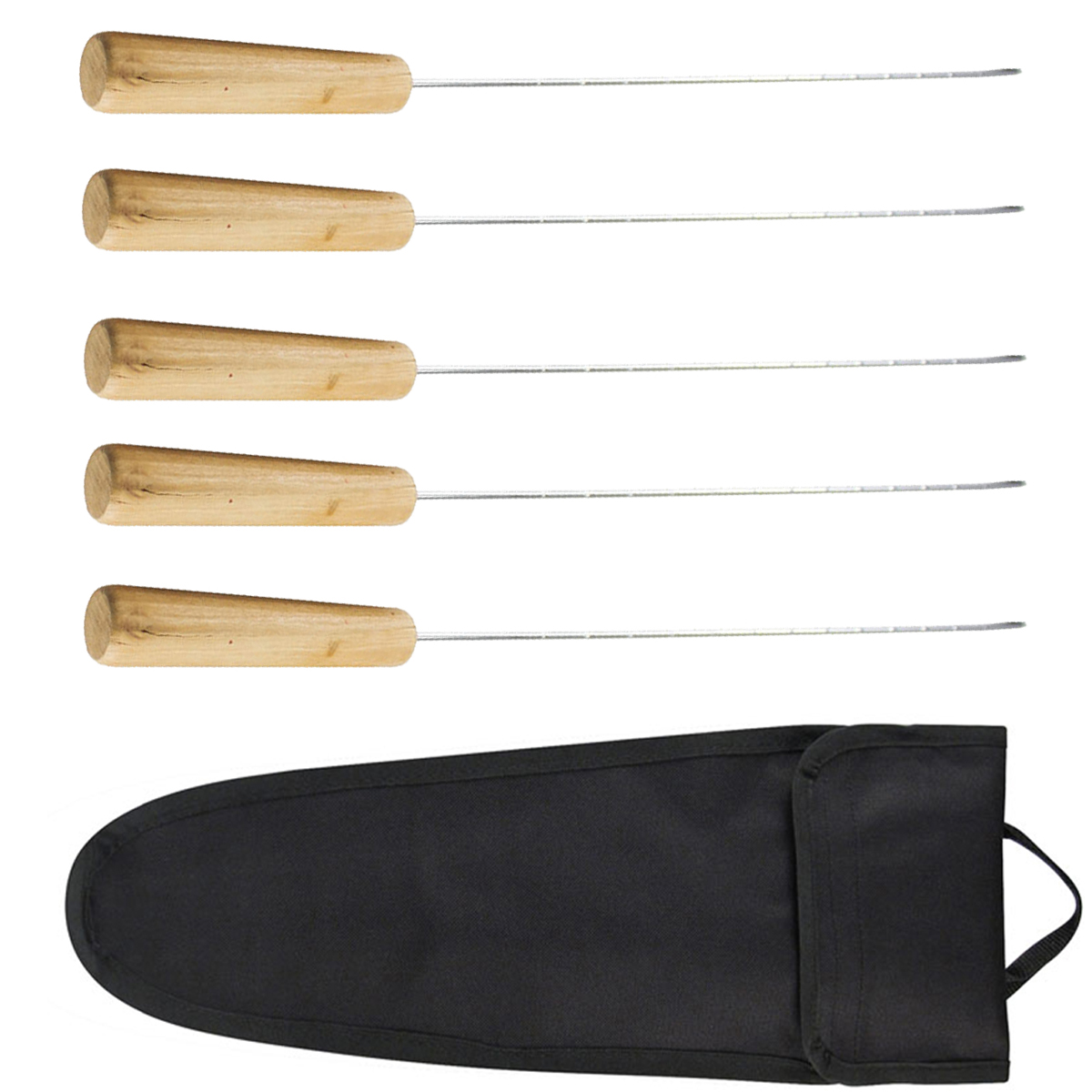 SET 5 FIERROS ANTICUCHOS ASADO MADERA - 2