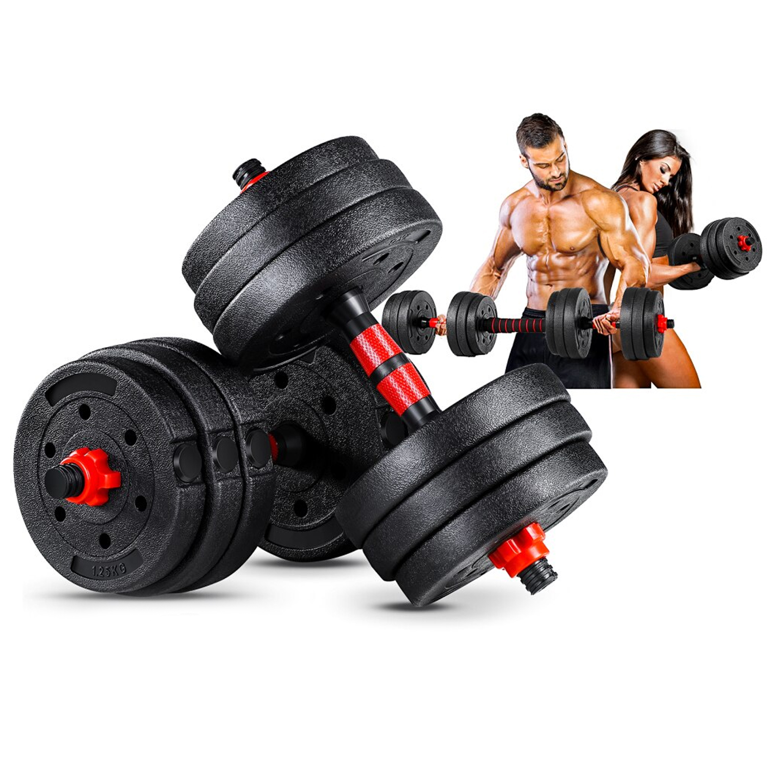 PAR DE MANCUERNAS IMPORTCLICK 20 KG GYM ENTRENAMIENTO FITNESS - 5