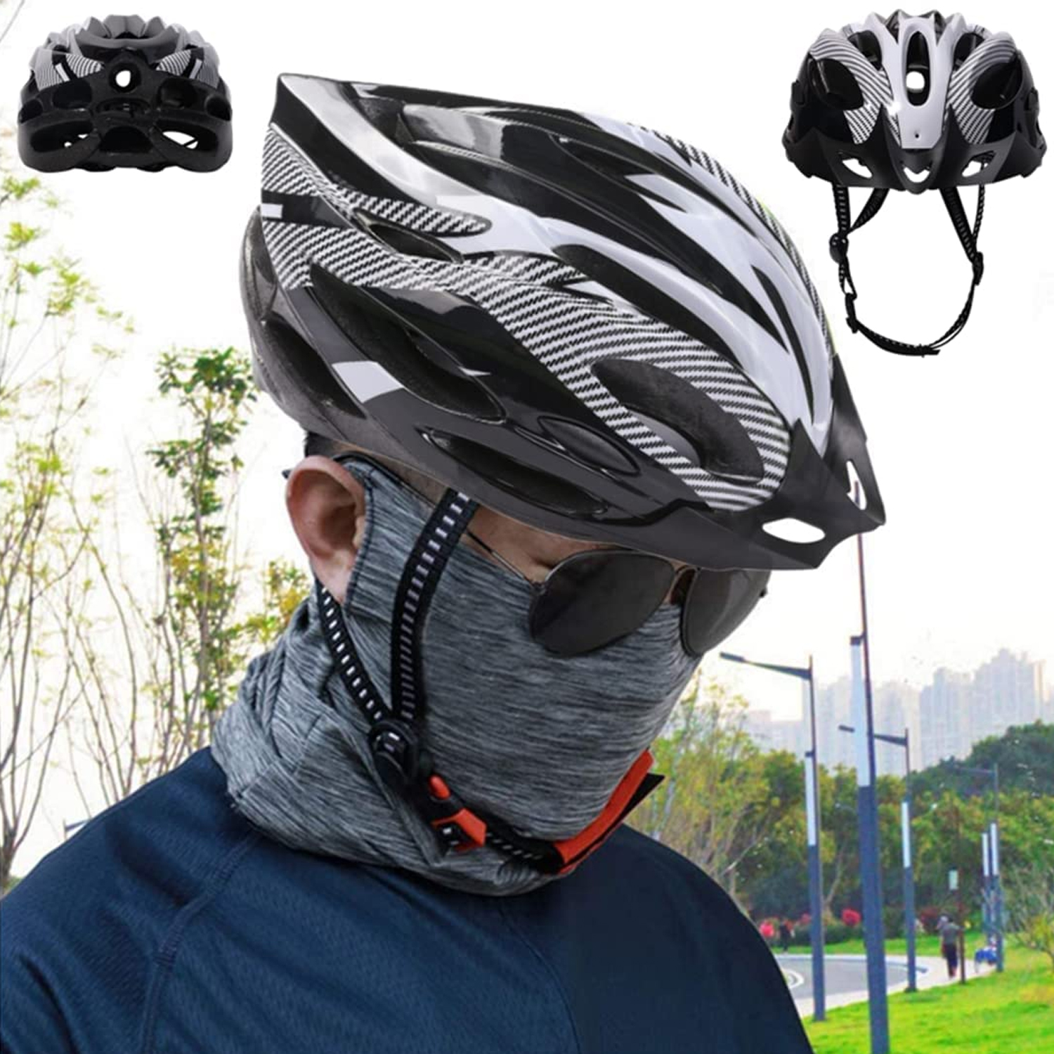 CASCO EN COLOR BLANCO BICICLETA PROFESIONAL FULL SEGURIDAD CON LUZ - 6