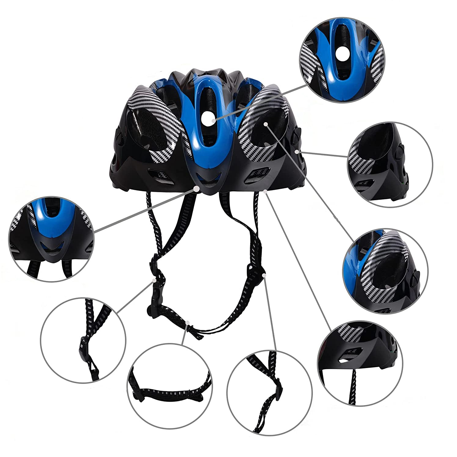 CASCO IMPORTCLICK AZUL BICICLETA PROFESIONAL FULL SEGURIDAD CON LUZ - 5