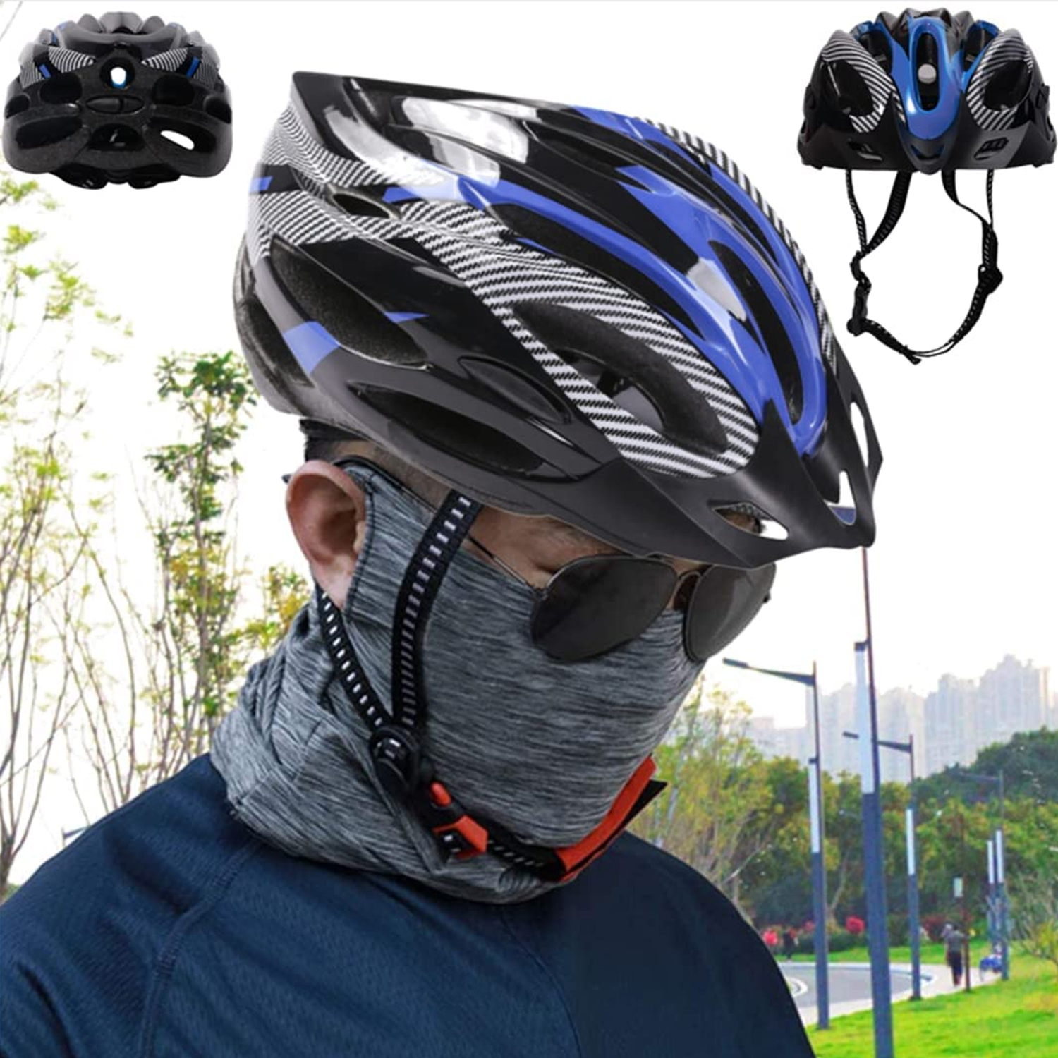 CASCO IMPORTCLICK AZUL BICICLETA PROFESIONAL FULL SEGURIDAD CON LUZ - 6