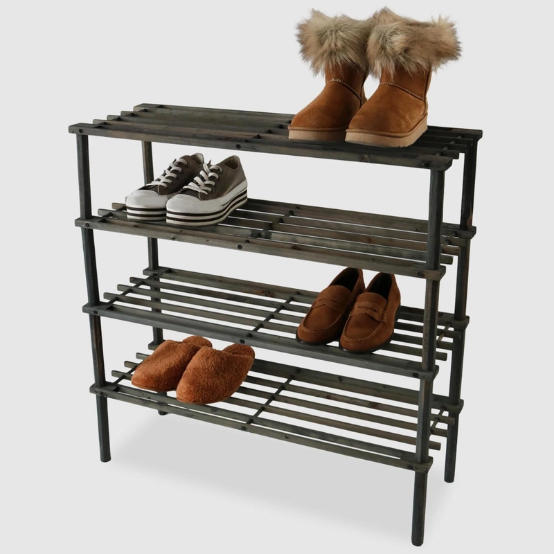 ZAPATERO ORGANIZADOR MADERA 4 NIVELES 67X63X26 CM CAOBA - 4
