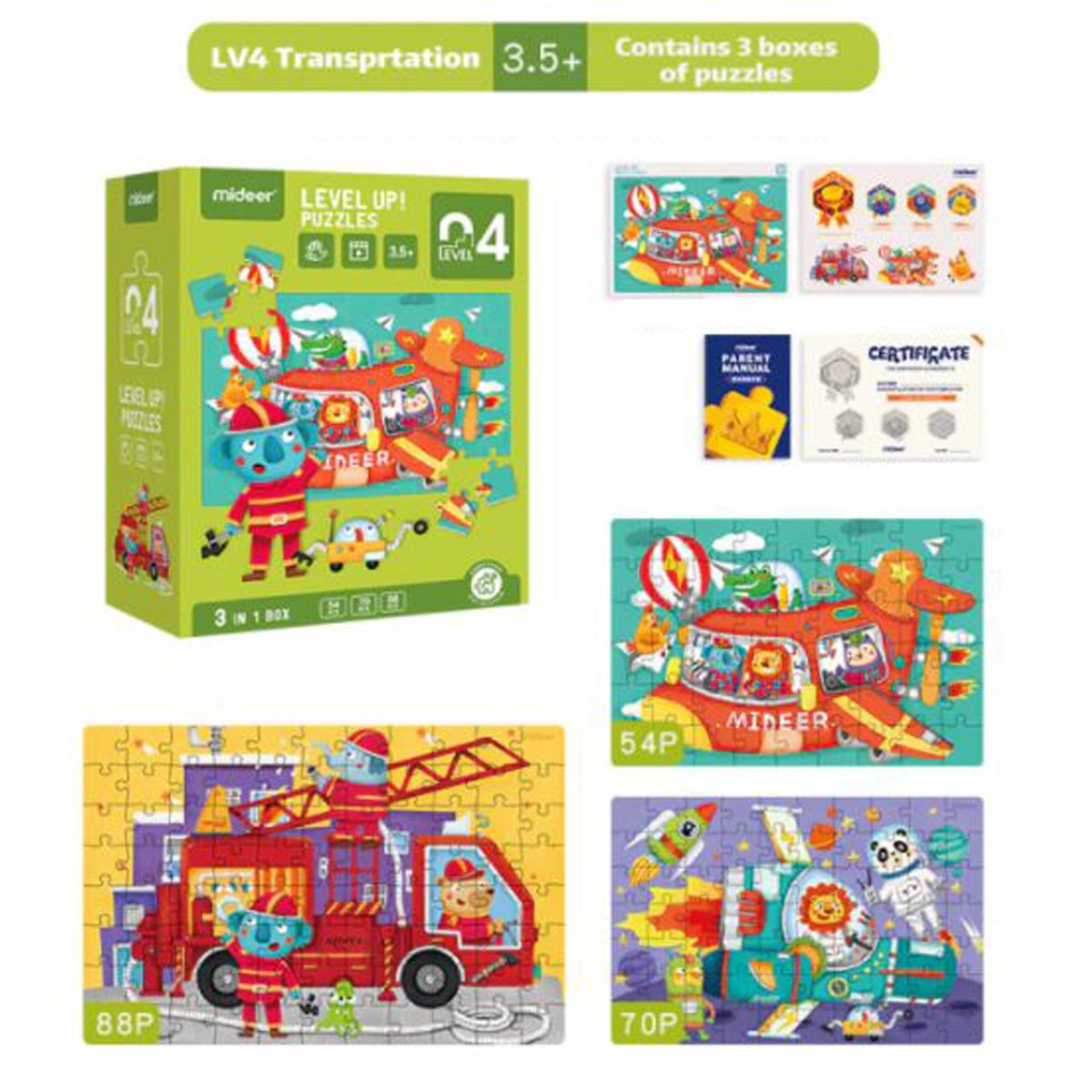 PUZZLE ROMPECABEZAS IMPORTCLICK INF.21 MULTICOLOR INFANTIL 3 EN 1 NIVEL 4 BOMBEROS - 4