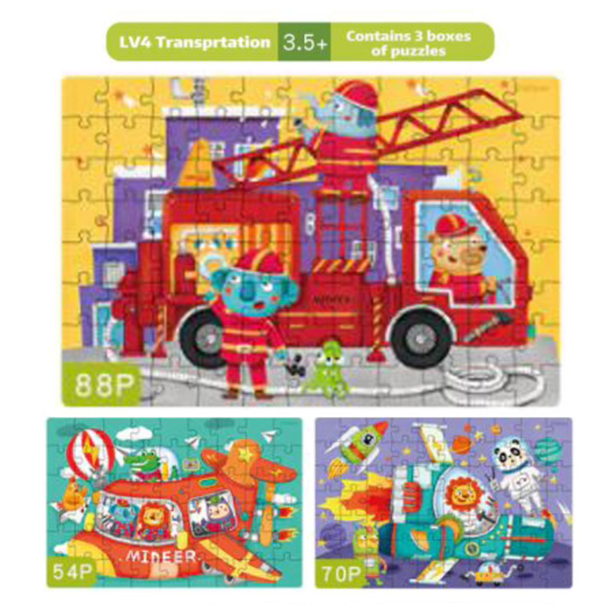 PUZZLE ROMPECABEZAS IMPORTCLICK INF.21 MULTICOLOR INFANTIL 3 EN 1 NIVEL 4 BOMBEROS - 5