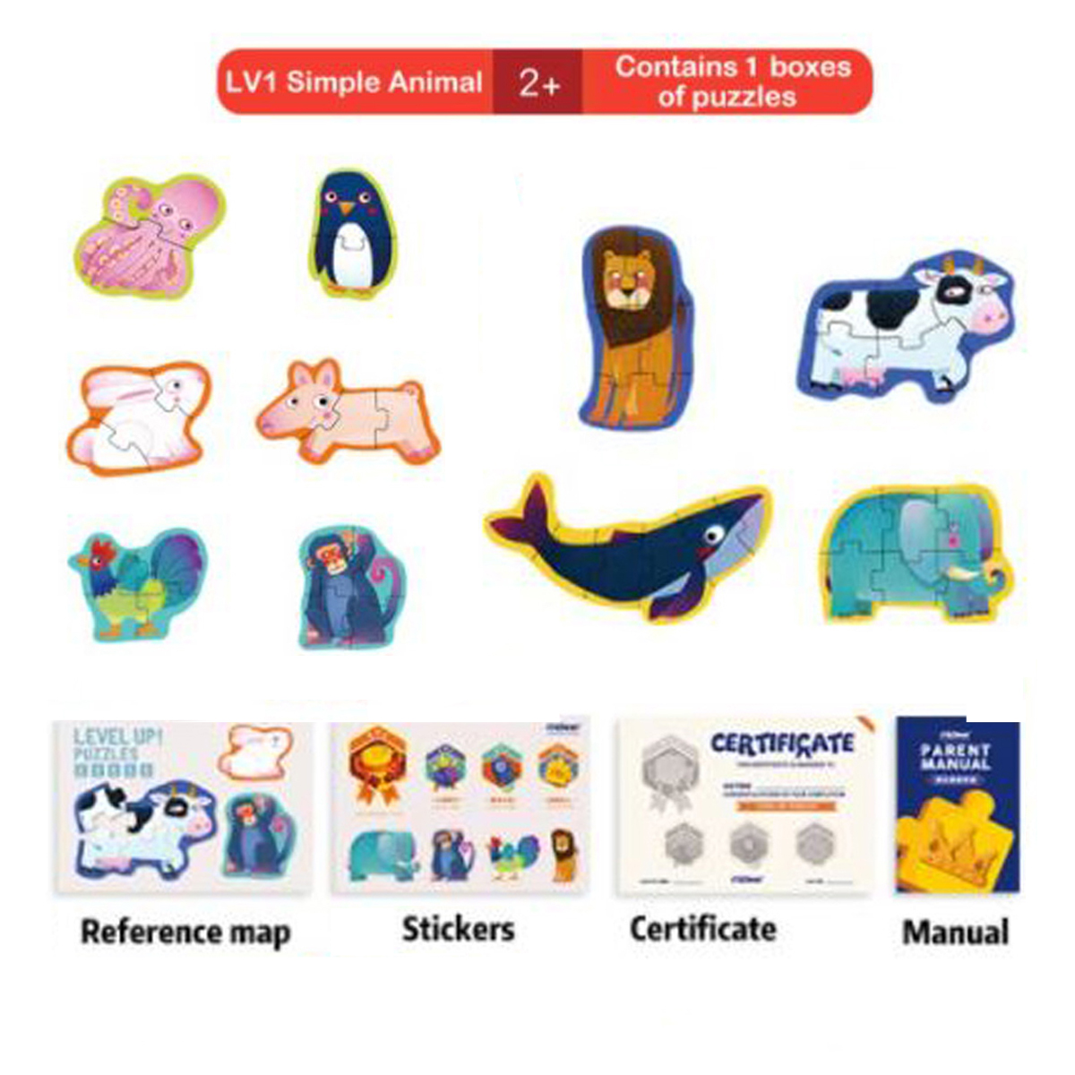 PUZZLE ROMPECABEZAS IMPORTCLICK INF.20 MULTICOLOR INFANTIL 4 EN 1 NIVEL 1 ANIMAL - 5