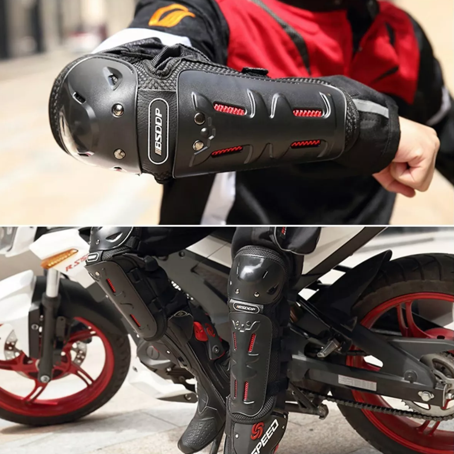 SET IMPORTCLICK RODILLERAS CODERAS MOTO BICICLETA PRO - 6
