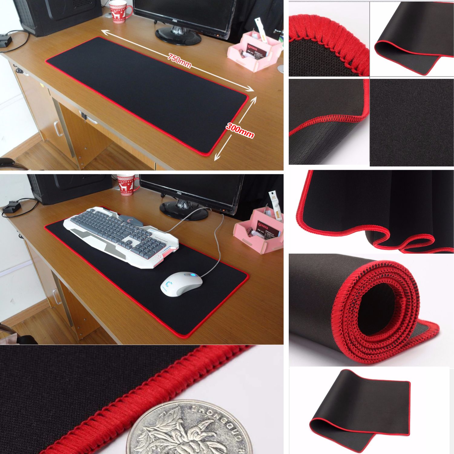 MOUSE PAD GAMER NOTEBOOK 70 X 30 CM ROJO - 5