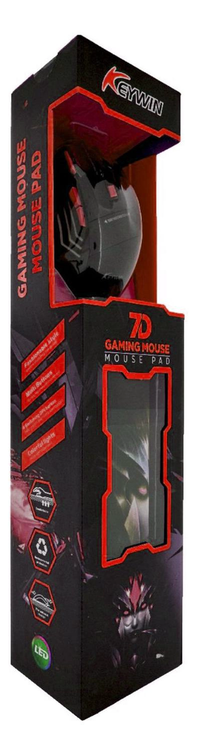 KIT MOUSE GAMER MOUSEPAD ERGONOMICO ROJO - 3