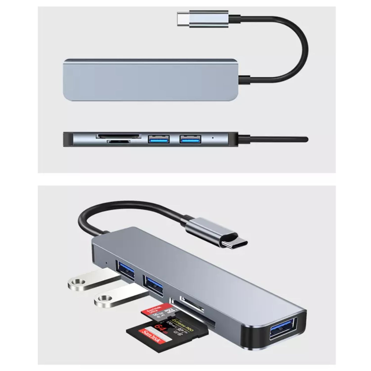 HUB C 5 EN 1 2 LECTORES TARJETA USB - 5