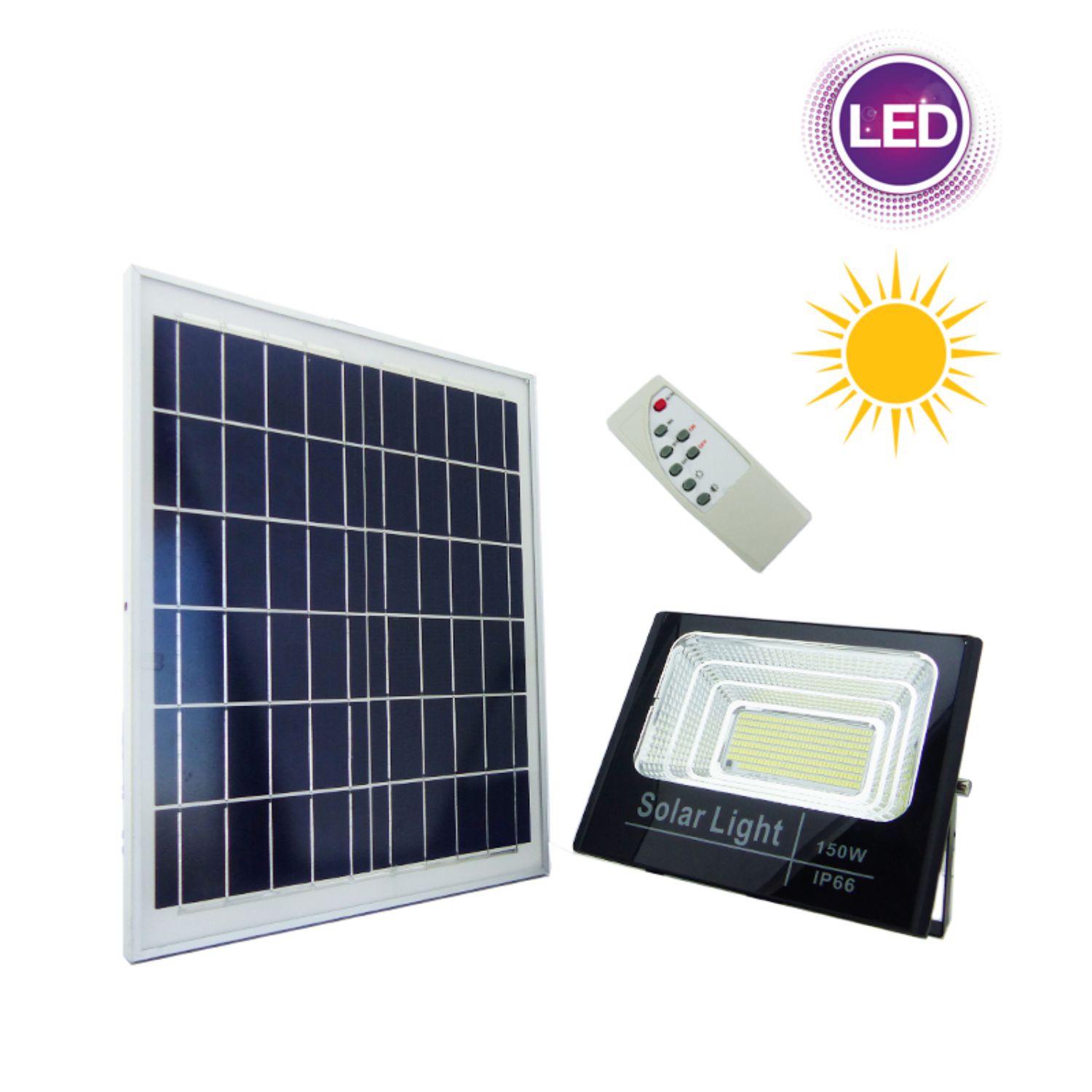 FOCO SOLAR 300 LED 150 WATT PANEL SOLAR CONTROL REMOTO - 2