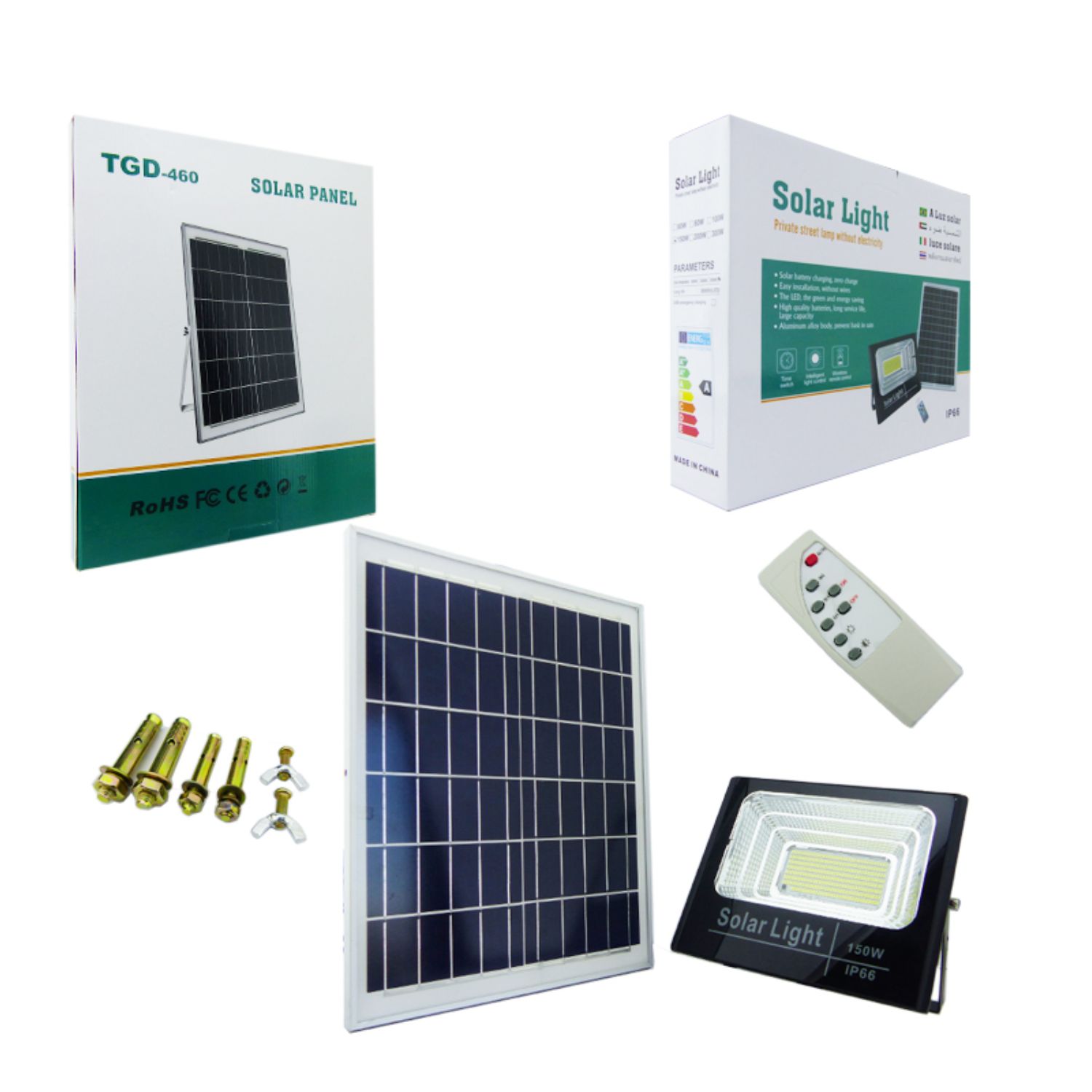 FOCO SOLAR 300 LED 150 WATT PANEL SOLAR CONTROL REMOTO - 4