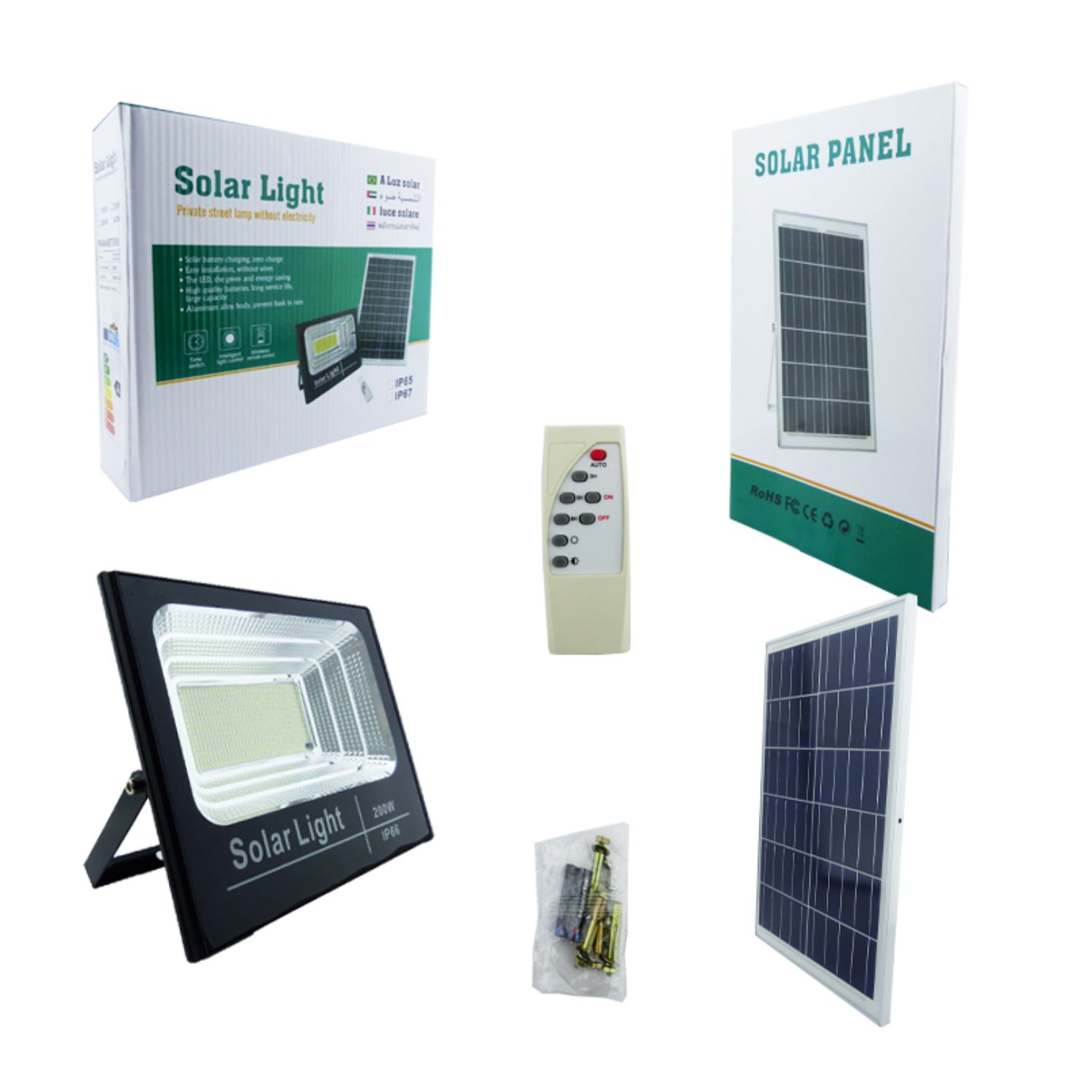 FOCO SOLAR 397 LED 200 WATT PANEL SOLAR CONTROL REMOTO - 4