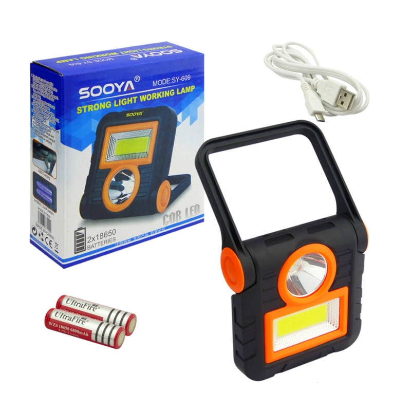LINTERNA LED + COB LED RECARGABLE NEGRO - 4
