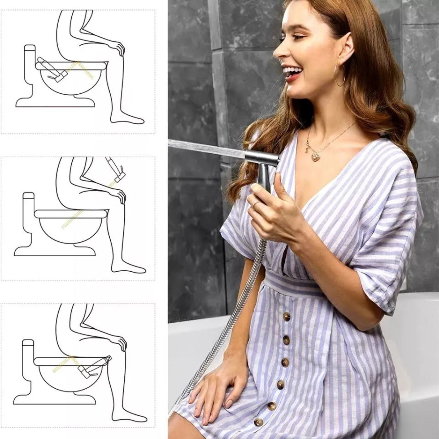 DUCHA BAÑO BIDET ÁRABE SOPORTE MANGUERA FLEXIBLE WC - 5