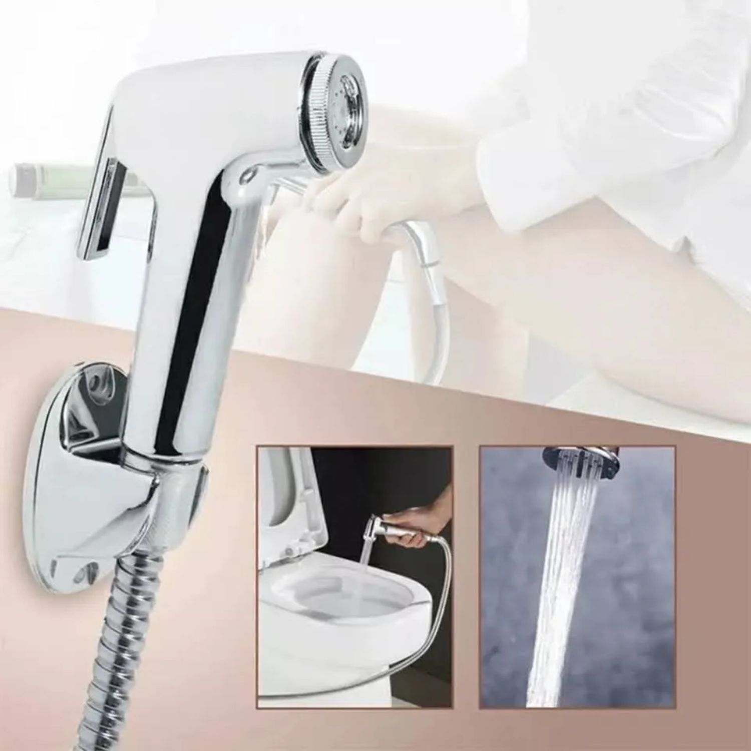 DUCHA BAÑO BIDET ÁRABE SOPORTE MANGUERA FLEXIBLE WC - 6