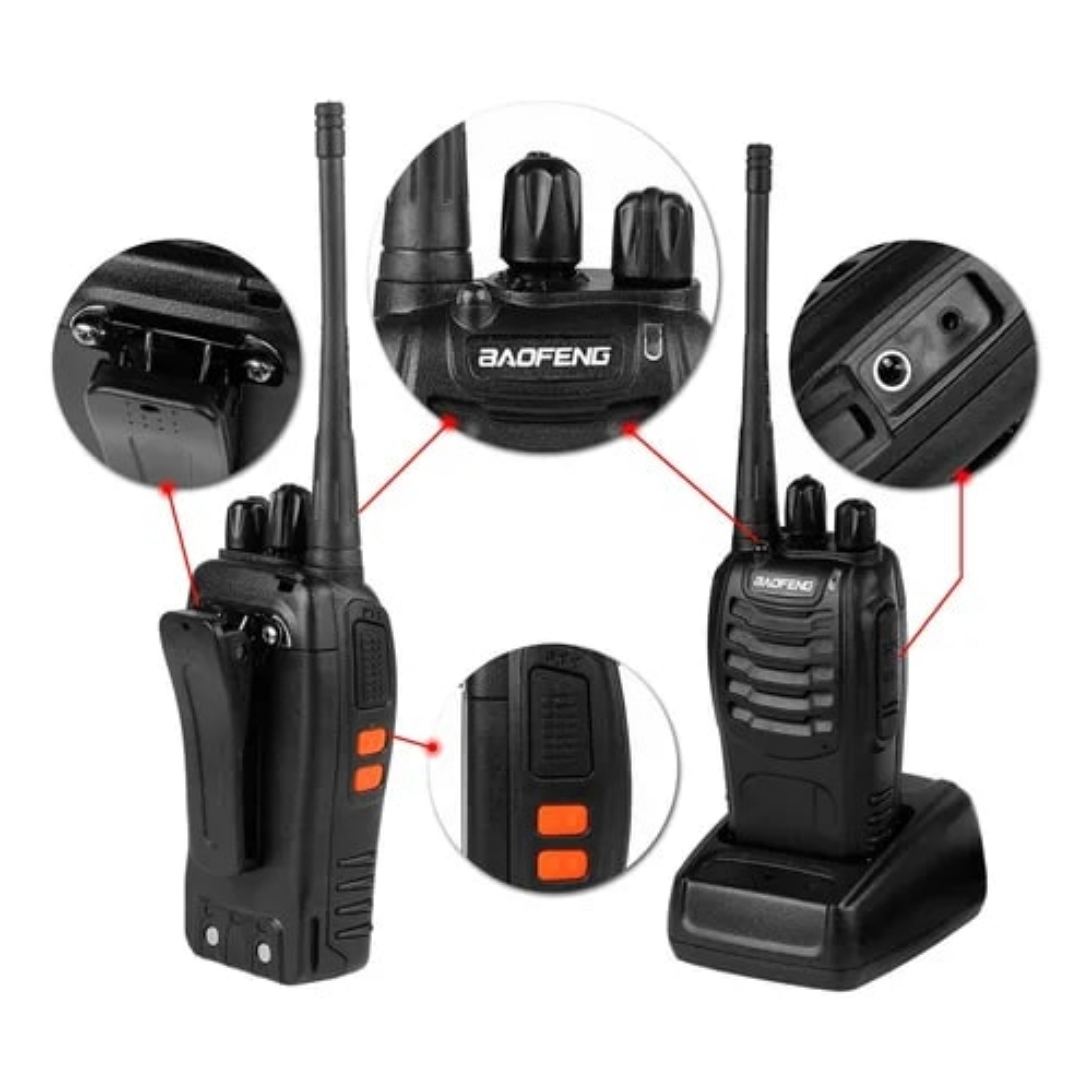 KIT IMPORTCLICK 2 RADIOS WALKIE TALKIE TRANSMISOR MANOS LIBRES - 3