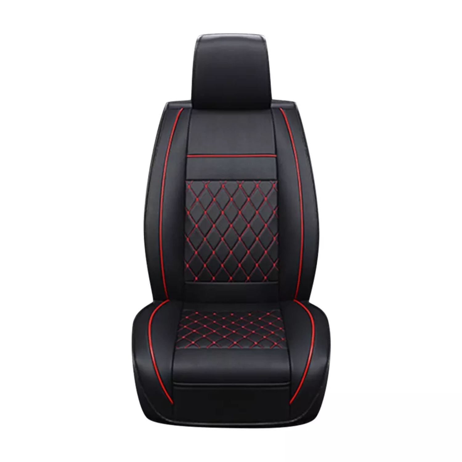 FUNDA ASIENTO AUTO IMPORTCLICK PREMIUM ECO CUERO LISBOA NEGRO ROJO - 1