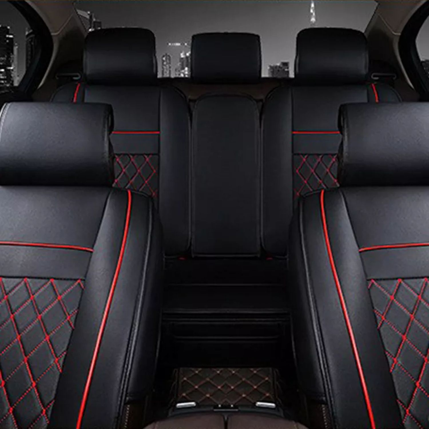 FUNDA ASIENTO AUTO IMPORTCLICK PREMIUM ECO CUERO LISBOA NEGRO ROJO - 6