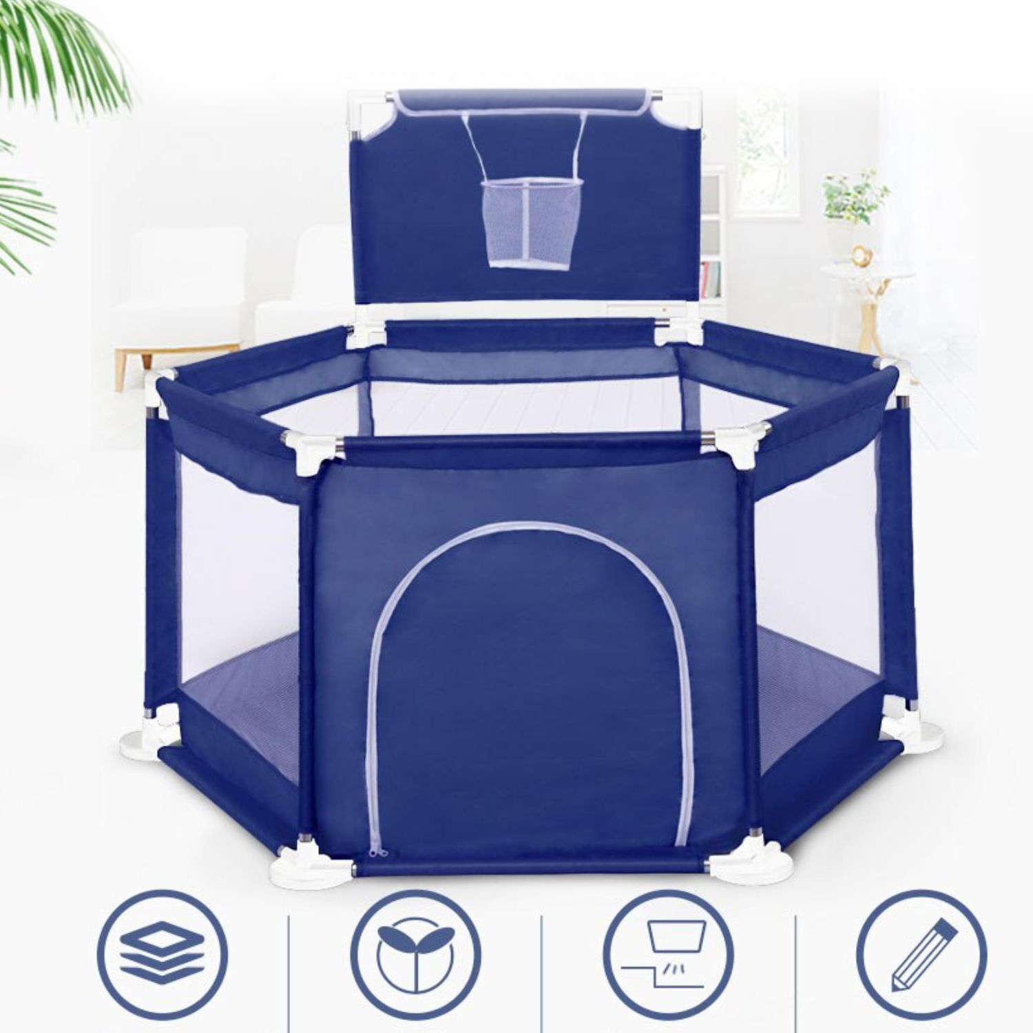 PISCINA CORRAL INFANTIL IMPORTCLICK INF.50 AZUL BEBE ESTIMULACIÓN PELOTAS 125X65 CM - 5