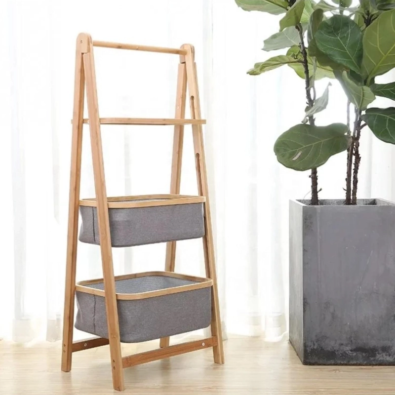 MUEBLE ESTANTE ORGANIZADOR BAMBÚ CESTO - 3